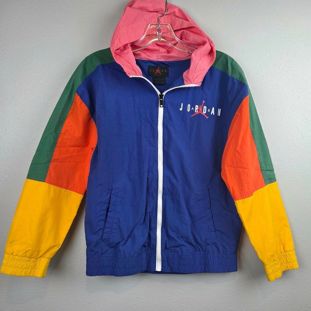 Air Jordan Kids Colorblock Windbreaker Jacket Retro Cross Colors Medium 10-12YRS